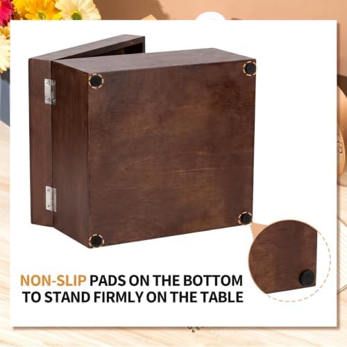 5 x 8 Inches Index Card Holder Set, Bamboo Organizer Box, Brown - Image 6