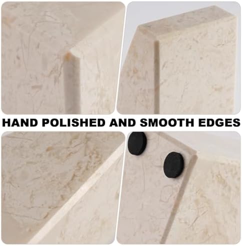 Marble Book Ends Decorative, Unique Bookends for Shelves, Bookends to Hold Heavy Books, Durable Book Holder Stopper for Home Office Desk Bookshelf Decoration, Turkey Natural Marble, Set of 2 - Image 2