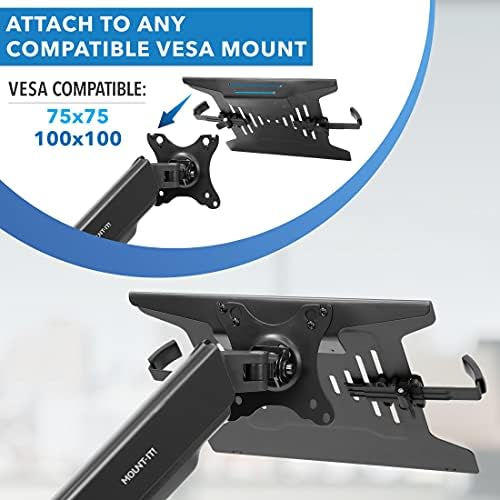 Mount-It! Laptop Tray for Monitor Arm, VESA Laptop Mount Tray for 75x75 & 100x100 Monitor Arms, Ventilated Steel Notebook Holder with Adjustable Clips, Fits Laptops up to 16.5" Wide - Image 5