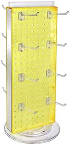 Azar Displays 700508-YEL-4C16 8-Inch W by 20-Inch H Revolving Black Pegboard Counter Display with 16-Pack of 4 inch Locking Hooks, Yellow - Image 2