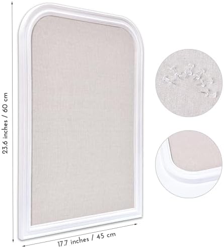 Bulletin Board with Linen, 23.6x17.7 inches Bulletin Board with White Wood Style Frame, Decorative Hanging Pin Board Vision Board Message Board for Office School Home Decor(2R&2S,L-4560,1p) - Image 2