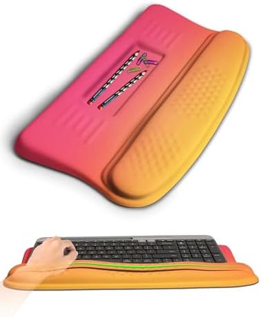 Ergonomic Wave Wrist Rest with Keyboard Stand, Cushioned Palm Rest, Comfortable Integrated Memory Foam for Natural Typing and Relieve Wrist Pain, Sunrise Morning Light by KUOSGM