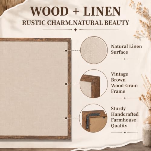 Cinnvoice 48 x 34 Inch Linen Bulletin Board Rustic Farmhouse Pin Board - Image 4