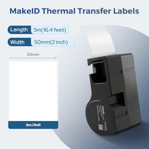 MakeID D50 Multi-Purpose Nylon Label Cartridge for Laboratory Labeling, Wire and Cable Labeling, General ID, Black on White - for D50 Label Printer, 16.4ft L - Image 5