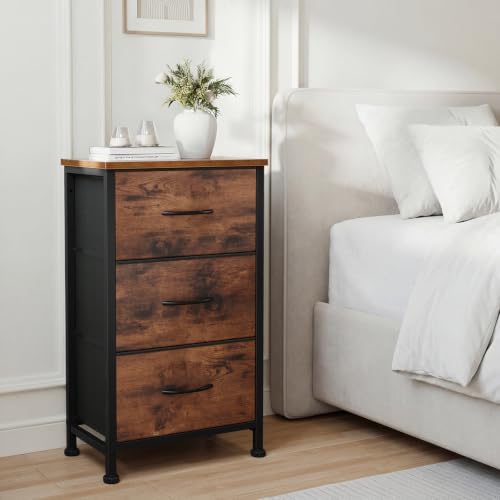 DUMOS 3 Drawer Nightstand for Bedroom, Small Night Stand Chest of Drawers - Image 2