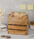 Mie Creations Wooden Magazine Holder with Handle, Newspaper Basket 10'' - Image 2