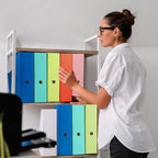 Pasimy 25 Pcs Boho Cardboard Magazine File Holder Magazine Organizer Book Bin with Label Sticker Multicolor File Storage Box for Desk Shelves Document School Classroom Home Office Supplies - Image 6
