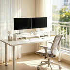 LAPTAIN Monitor Stand Riser, Adjustable Monitor Stand, 2 Drawers, White - Image 7