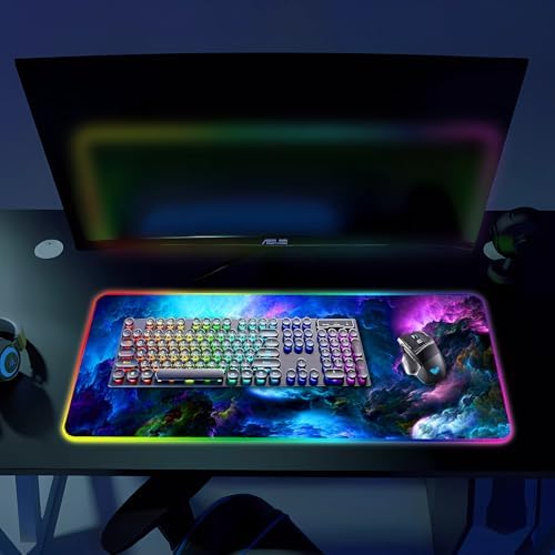 RGB Gaming Mouse Pad, Large Mousepad with Led Light, Keyboard Pad Gaming Accessories for Desk, Non-Slip Rubber Base Big Mouse Mat for Gamer, 31.5 X 11.8 Inch, Dazzling Galaxy - Image 6