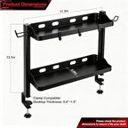 Clamp On Desk Shelf Organizer, 2-Tier Storage with Hooks - Image 2