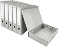 HUA JIE 6 Pack A4 Storage File Boxes Plastic Archives Cases with Clip,Grey by HUA+JIE