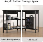Triangle Corner Desk with Power Outlets, Storage Shelves for Small Space - Image 5