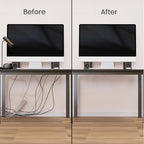 EVEO Cable Management Under Desk Kit (12 Units) - Under Desk Cable Management Cord Hider, Cable Hider Cord Management, Cable Organizer, Cord Organizer Tray - 192'' J Channel (12X16) - Black - Image 4
