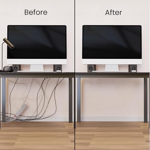 EVEO Cable Management Under Desk Kit (12 Units) - Under Desk Cable Management Cord Hider, Cable Hider Cord Management, Cable Organizer, Cord Organizer Tray - 192'' J Channel (12X16) - Black - Image 4