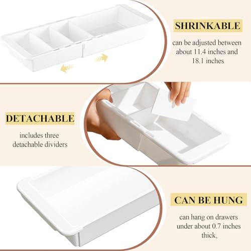 Expandable Deep Drawer Organizer Bins for Desk, White, 3 Pcs - Image 5