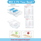 2 Pack 10.91"x 8.23" Under Desk Drawer Storage Organizer, Durable PC Material Self-Adhesive with Slide Out Rail, Hidden Hanging Desk Drawer for Office Supplies, Stationery, No Drilling Install, Clear - Image 2