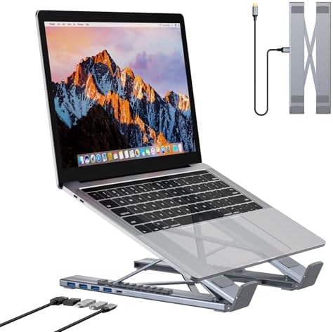 Mukiya 5-in-1 USB C Hub Adjustable Aluminum Laptop Stand by Mukiya