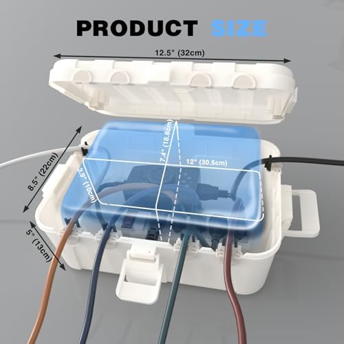 Flemoon Large Outdoor Electrical Box, IP54 Waterproof Extension Cord Cover - Image 3