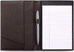 HISCOW Slim Leather Junior Padfolio, 5x8 Notepad Cover, Pebbled Coffee by HISCOW