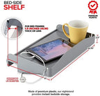 Modern Innovations Bedside Shelf for Bed, College Dorm Room, Bunk Bed Shelf for Top Bunk, Clip On Nightstand Tray with Cord and Cup Holder, Bunkbed Caddy for Table Storage (Dark Gray) - Image 2