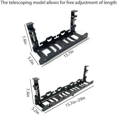 No Drill Under Desk Cable Tray, Heavy Duty Metal Organizer - Image 2