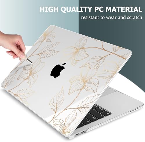 Mektron Case for 2026 MacBook Neo 13-inch A18 Pro chip A3404 Laptop Cover with 13-inch (Diagonal) Liquid Retina Display+ Keyboard Cover+ Screen Protector, Gold Flower S718 - Image 4