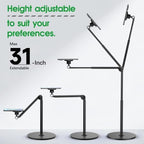 Magnetic Dual Phone Overhead Stand, Telescoping Aluminum Tripod - Image 2