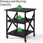 3 Tier Printer Stand, Large 23.6"x23.6" Printer Table with Wheels - Image 2