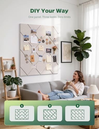 Large Felt Bulletin Board for Wall Cork Tiles Alternative for Home Kitchen 48" x 36", 12 Pack Oatmeal Small Decorative Self-Adhesive Collage Note Memo Pinboards for Kids Room Classroom Display - Image 3