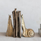 Creative Co-Op Decorative Distressed Cast Metal Snail Bookends, Gold - Image 4