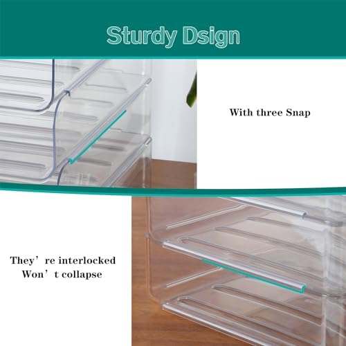 (4pcs Pack) HKeeper Stackable Paper Trays,Letter Tray Organizer,Office Desktop Organizer,A4 Paper Holder,Supplies Magazine,File Documents,Receipts(Clear,Regular) - Image 5