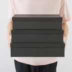 Soul & Lane - Black Kraft Decorative Storage Boxes with Lids, Set of 3 - Image 2