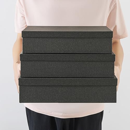 Soul & Lane - Black Kraft Decorative Storage Boxes with Lids, Set of 3 - Image 2