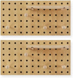 2 Pack Beige Wooden Pegboard Modular Wall Organizer - Image 2