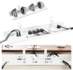 No Drill Under Desk Cable Management Tray, 17”-30” Retractable Cord Organizer for Table, Clamp Mount Wire Basket, Power Strip Holder & Metal Cord Organizer for Office, Home, White by GOENDR