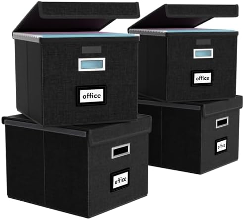 File Organizer Box with Lids, Collapsible File Folder Organizer by Huolewa