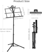 K KASONIC Music Stand, 2 in 1 Folding Sheet Music & Book Stand With Bag - Image 7