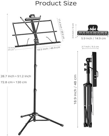 K KASONIC Music Stand, 2 in 1 Folding Sheet Music & Book Stand With Bag - Image 7
