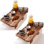 Nnewvante 2 Pack Couch Armrest Table, Acacia Wood Sofa Arm Clip On Tray by Nnewvante