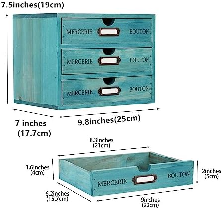 Small Wooden Drawers Wooden Box with Drawer Blue - Image 3