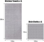 Homaxy Cotton Terry Kitchen Towels and Dishcloths Set of 10, Light Grey - Image 4