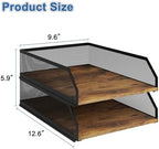 Natwind 2-Tier Stackable Metal Mesh Paper Organizer with Sliding Tray,Retro - Image 2