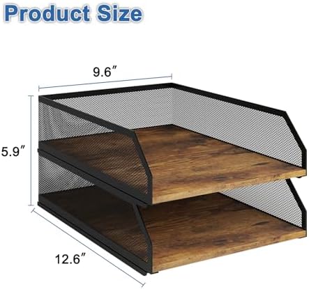 Natwind 2-Tier Stackable Metal Mesh Paper Organizer with Sliding Tray,Retro - Image 2
