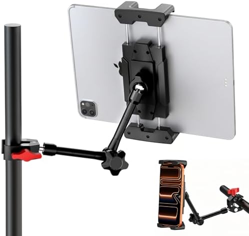 Portable Tablet Stand for Desk, 360° Adjustable iPad Holder for Bed, Metal Desk Clamp with Sturdy Aluminum Tablet Arm Mount for 4.7"-13.5" Kindle,iPad Pro/Air/Mini, iPhone,for Kitchen,Work,Video Call by LRDXY