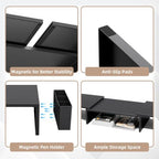 AUPSEN Dual Monitor Stand Riser with 2 Pen Holders, Desk Organizer, Black - Image 6
