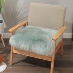 LLB Sheepskin Chair Cushion Non-Slip Back Square Genuine Fur Chair Cover Silky Natural Wool Seat Cushion Pad Soft Area Rugs Carpet for Home Office Restaurant Chair 18x18 Inch (Pack of 1), Milky Mint - Image 4