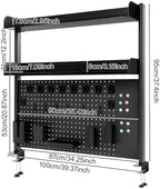 Clamp on Desk Shelf with Pegboard, 39.37" Wide Modern Desktop Organizer Bookshelf with 2 Tier Adjustable Storage Shelf for Home Office Desktop Shelving System - Image 3