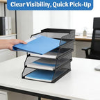 4 Tier Paper Tray Organizer for Desk, Stackable Office Organization - Image 6