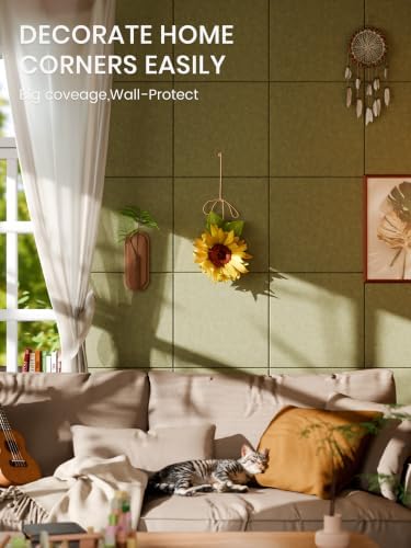 Bumusty 48"x 36" Large Felt Bulletin Board Tiles, Olive Green - Image 4