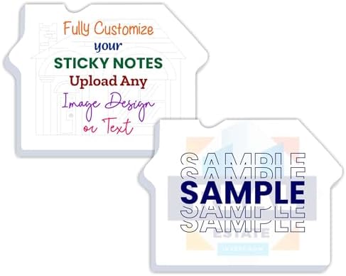 Personalized House Shaped Sticky Notes with Text or Logo, 25 Sheets Customized Memo Pads for Promo, Office, Home and School, Custom Pad Gifts Useful for Teacher, Staff, and Student Supplies 2,500 Qty by CUSTOMIZE123